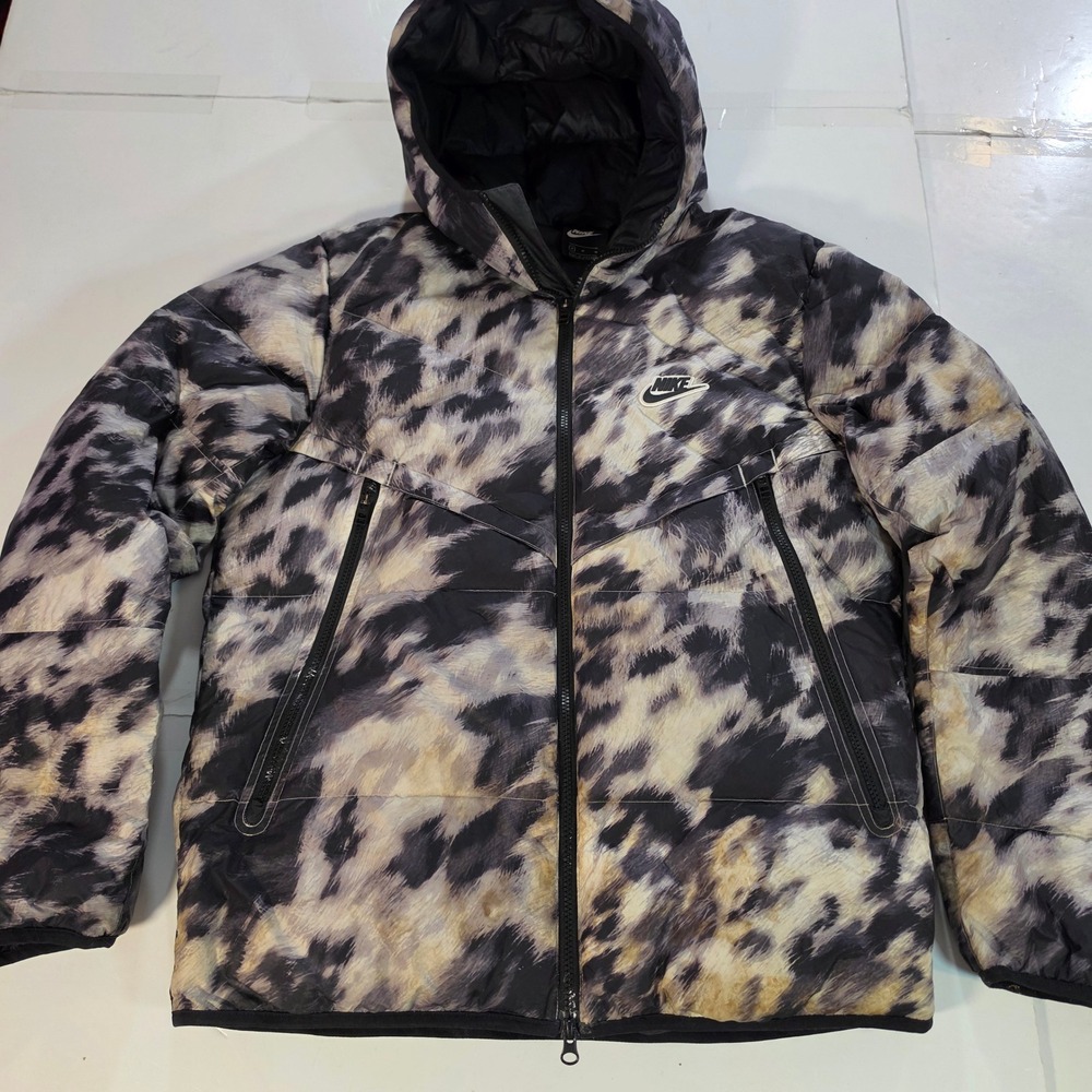 Nike Sportswear Windrunner Puffer Jacket Animal Print Grey Black Mens Medium